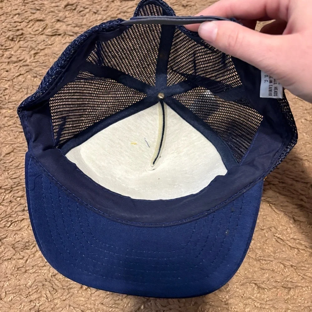 Vintage Wrangler Navy Gold Mesh Trucker Hat SnapBack Mesh Western Horse